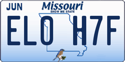 MO license plate EL0H7F