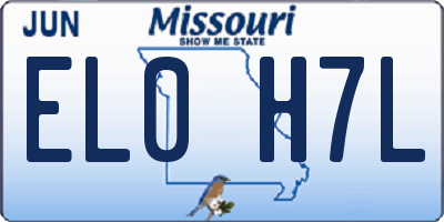 MO license plate EL0H7L