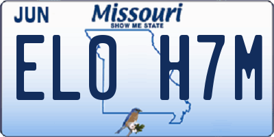 MO license plate EL0H7M