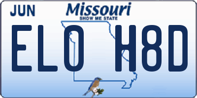 MO license plate EL0H8D