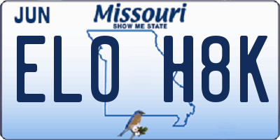 MO license plate EL0H8K
