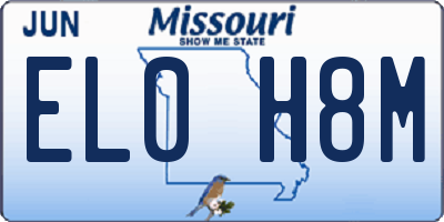MO license plate EL0H8M