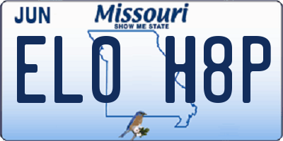 MO license plate EL0H8P
