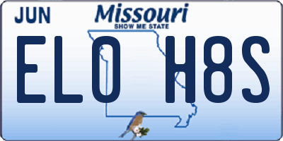 MO license plate EL0H8S