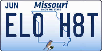MO license plate EL0H8T
