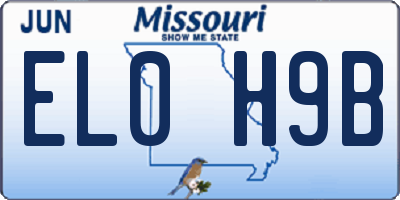 MO license plate EL0H9B