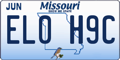MO license plate EL0H9C
