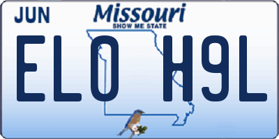MO license plate EL0H9L