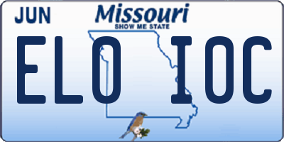 MO license plate EL0I0C