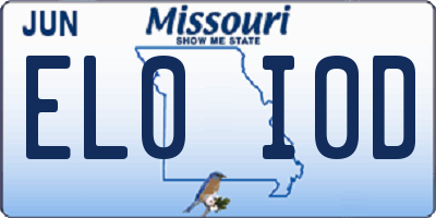 MO license plate EL0I0D