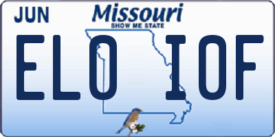 MO license plate EL0I0F