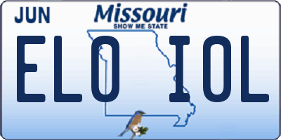 MO license plate EL0I0L