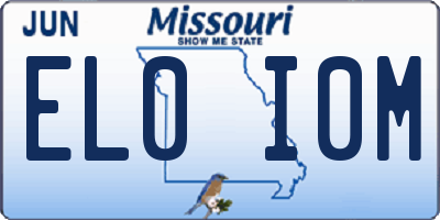 MO license plate EL0I0M