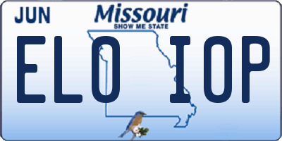 MO license plate EL0I0P