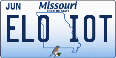 MO license plate EL0I0T