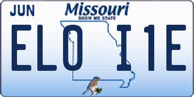 MO license plate EL0I1E