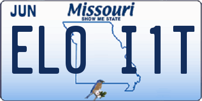 MO license plate EL0I1T