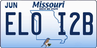 MO license plate EL0I2B