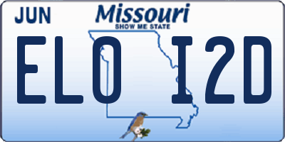 MO license plate EL0I2D