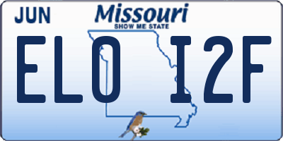MO license plate EL0I2F