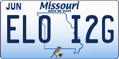 MO license plate EL0I2G