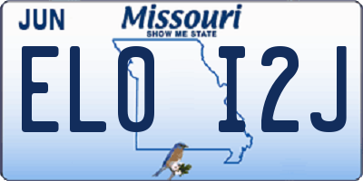 MO license plate EL0I2J