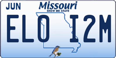 MO license plate EL0I2M