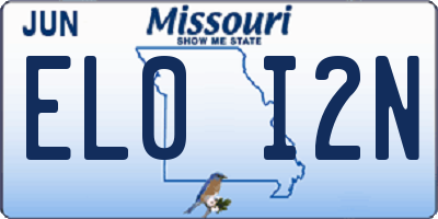 MO license plate EL0I2N
