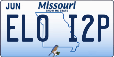 MO license plate EL0I2P