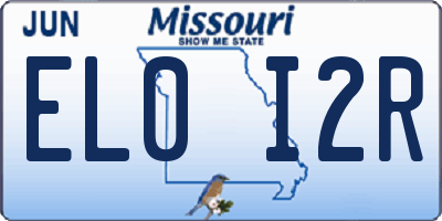 MO license plate EL0I2R