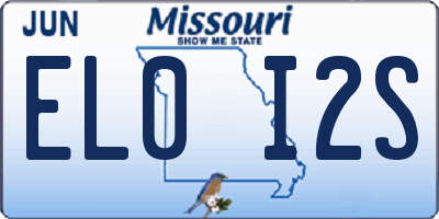 MO license plate EL0I2S