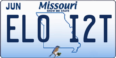 MO license plate EL0I2T