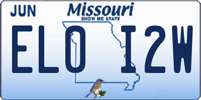 MO license plate EL0I2W