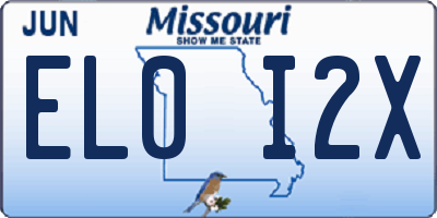 MO license plate EL0I2X
