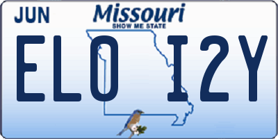 MO license plate EL0I2Y