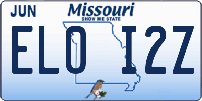 MO license plate EL0I2Z