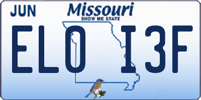MO license plate EL0I3F