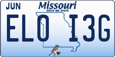 MO license plate EL0I3G