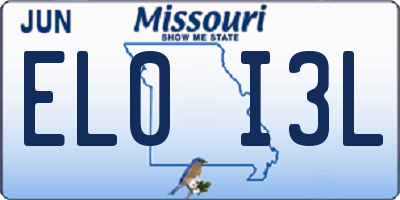 MO license plate EL0I3L