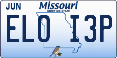 MO license plate EL0I3P