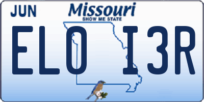 MO license plate EL0I3R