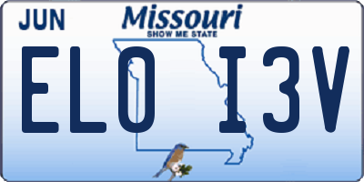 MO license plate EL0I3V