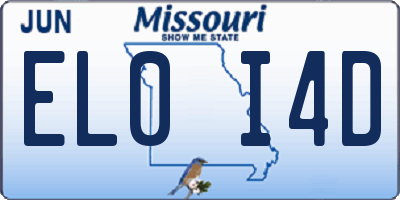 MO license plate EL0I4D
