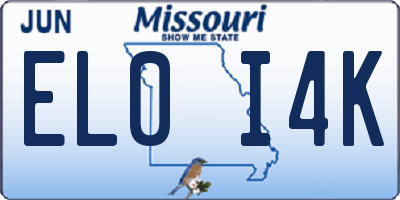 MO license plate EL0I4K