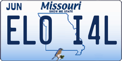 MO license plate EL0I4L