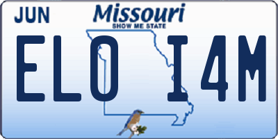 MO license plate EL0I4M