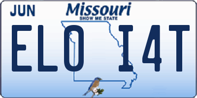 MO license plate EL0I4T