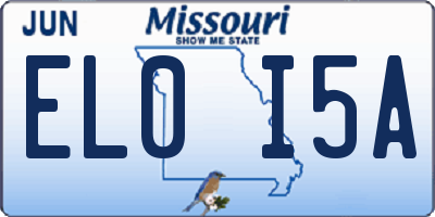 MO license plate EL0I5A
