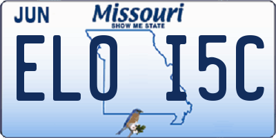 MO license plate EL0I5C