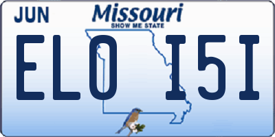 MO license plate EL0I5I